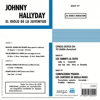 Johnny Hallyday - 45 Tours - El Idolo De La Juventud - EP Pochette Argentine (Vinyle Transparent)