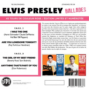 Elvis Presley - 45 Tours - The Signature Collection N°05 - Ballades (Vinyle Rose)