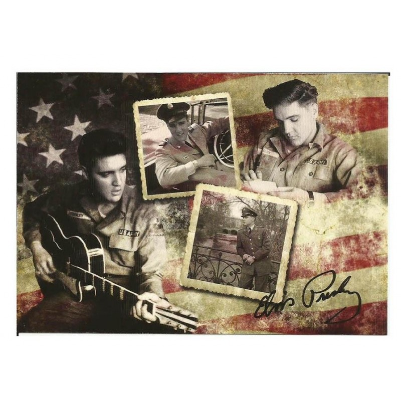 Elvis Carte Postale Flag Army